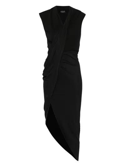Balenciaga Draped Sleeveless Asymmetric Midi Dress In Black