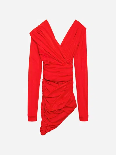 Balenciaga Draped Mini Dress In Red