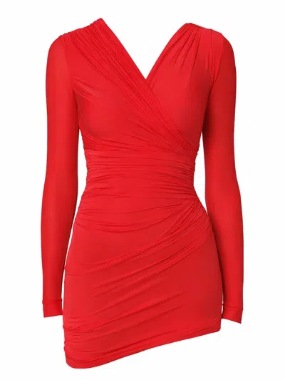 Balenciaga Draped Mini Dress In Red Jersey In Brown