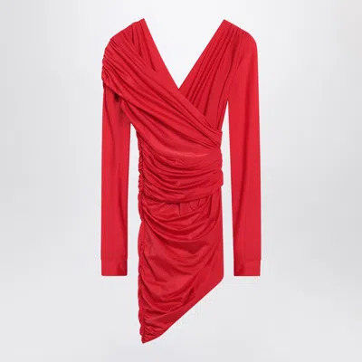 Balenciaga Draped Mini Dress In Red Jersey