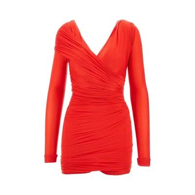Balenciaga Draped Mini Dress In Red