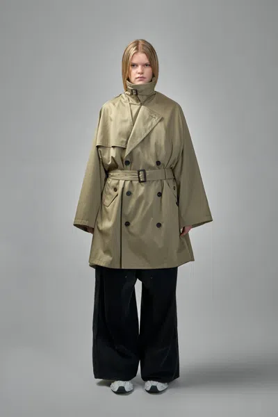 Balenciaga Draped Neck Midi Trench In Green