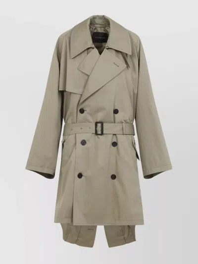 Balenciaga Draped Neck Trench Coat In Green