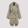 Balenciaga Beige Double-breasted Cotton Trench Coat In Gray