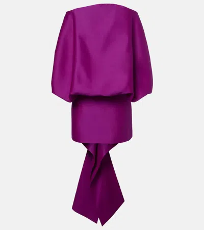 Balenciaga Draped Off-shoulder Crêpe Minidress In Purple