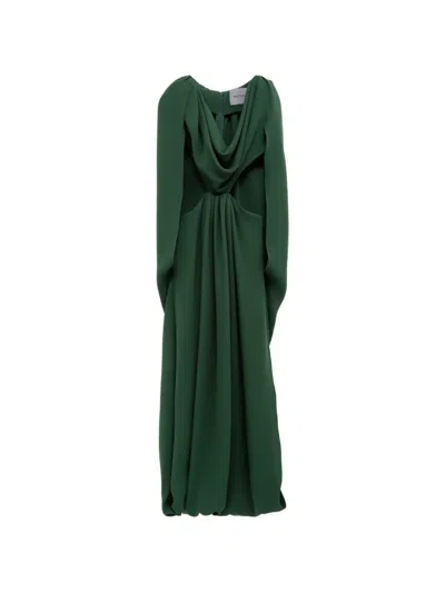 Balenciaga Draped Open-back Maxi Dress In Green