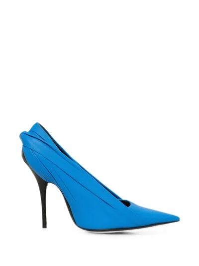 Balenciaga Draped Pointed-toe Pumps In Blue