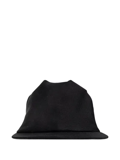 Balenciaga Draped Silk Cap In Black