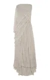 Balenciaga Draped Silk Chiffon Maxi Dress In Neutral