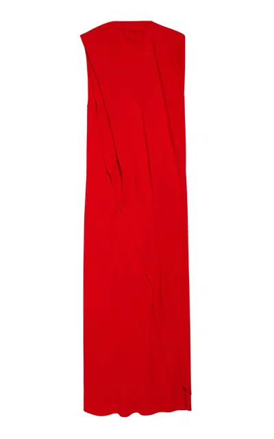 Balenciaga Draped Silk Crepe Maxi Dress In Red