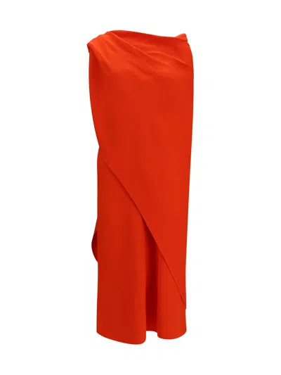 Balenciaga Draped Silk Dress In Red