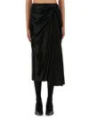 Balenciaga Asymmetric Frayed Gathered Draped Satin Midi Skirt