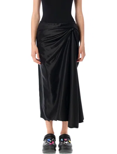 Balenciaga Draped Skirt In Cupro Twill In Black