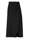 Balenciaga Draped Tailored Midi Skirt In Black