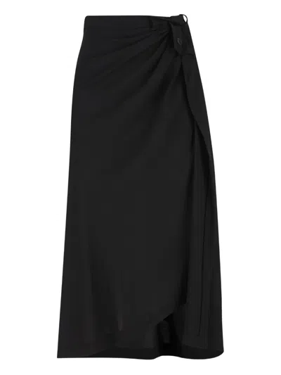 Balenciaga Draped Tailored Midi Skirt In Black
