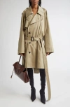 Balenciaga Draped Trench Coat In Neutral