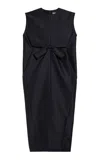 Balenciaga Draped Wool-silk Cocoon Midi Dress In Black