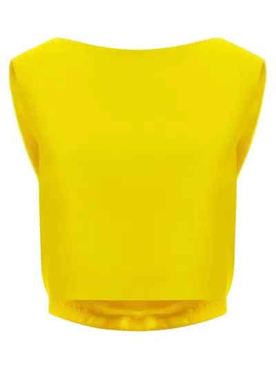 Balenciaga Draped Wool-silk Blend Tank Top In Yellow