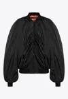 Balenciaga Black Bomber Draped Jacket With Elastic Rear Hem In Tech Fabric Woman