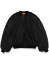 Balenciaga Draped Black Bomber Jacket In Technical Micro-faille In Black