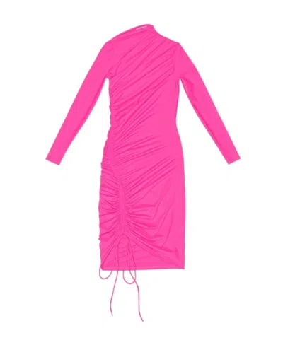 Balenciaga Drawstring-detailed Mini Dress In Pink