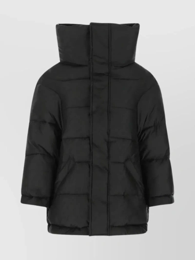 Balenciaga Drawstring Hemline Quilted Nylon Jacket In Black