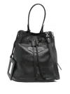 Balenciaga Drawstring Leather Shoulder Bag In Black