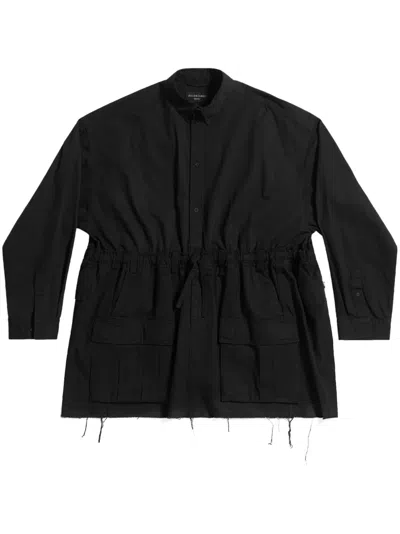 Balenciaga Drawstring-waist Cotton Shirt In Black