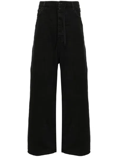Balenciaga Drawstring Wide-leg Jeans In Black