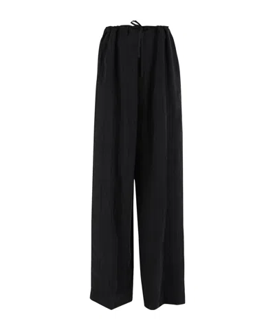Balenciaga Drawstring Wide-leg Trousers In Black