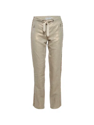 Pre-owned Balenciaga Drawstring-waist Trousers In Gold