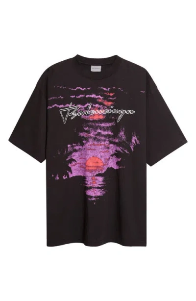 Balenciaga Dream Distressed Cotton Jersey Graphic T-shirt In Black
