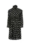 Balenciaga Black Ruffle Spot Print Midi Dress In 1070