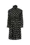 Balenciaga Black Ruffle Spot Print Midi Dress In 1070