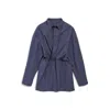 Balenciaga Navy Blue Poplin Shirt Dress In Blue