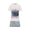 Balenciaga Layered Mini Dress With Denim Skirt Effect In Multi