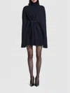 Balenciaga Draped Knit Mini Dress In Blue