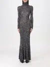 Balenciaga Sequined Stretch-knit Turtleneck Maxi Dress In Silber