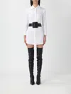 Balenciaga Longline Dress Belted At The Waist In White