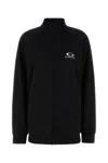 Balenciaga High Collar Ribbed Cuffs Side Pockets Dress In Black
