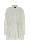 Balenciaga Shirt Dress With Pleated Design And Elastic Waist In White