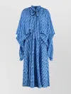 Balenciaga Dress With Balloon Sleeves And Bow Detail In Blue