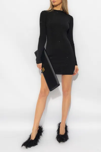 Balenciaga Dress With Sparkling Crystals In Black