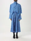 Balenciaga Patterned Draped Midi Dress In Blue