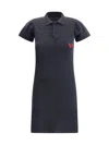 Balenciaga Black Mini Dress With Polo Shirt Style Collar And Logo Detail On The Front In Cotton Woma