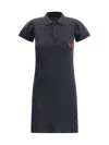 Balenciaga Black Mini Dress With Polo Shirt Style Collar And Logo Detail On The Front In Cotton Woma