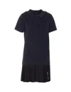 Balenciaga Black Layered Dress With Polo Shirt Style Collar And Safety Pin Detail In Cotton Woman In Black