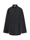 Balenciaga Shirt-effect Cotton Dress In Black