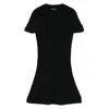 Balenciaga Wool Blend Mini Dress With Ribbed Texture In Black