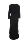 Balenciaga Tweed Maxi Dress With Logoed Buttons In Black